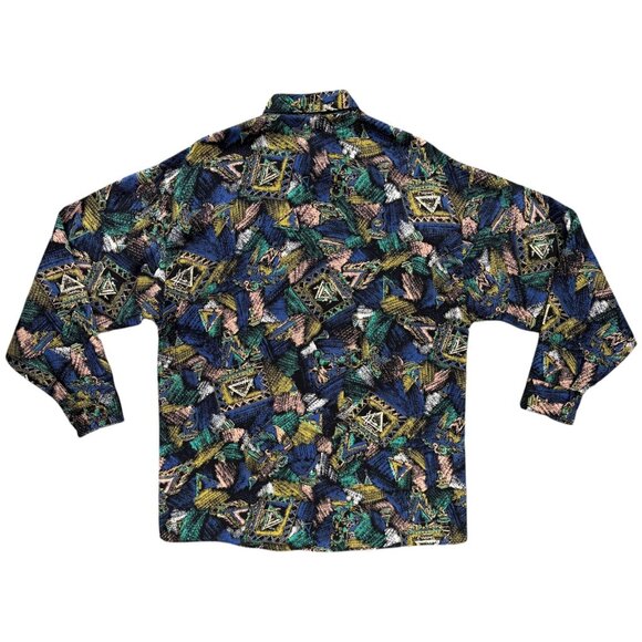 Bon Homme Shirt Men M Rayon USA Made Abstract Pattern 90s Vintage Button Up Rare - Picture 2 of 14